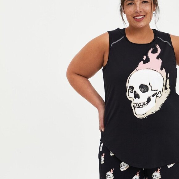 Torrid Tech Jersey Sleeveless Active Tank 2x flaming skull - Picture 4 of 12